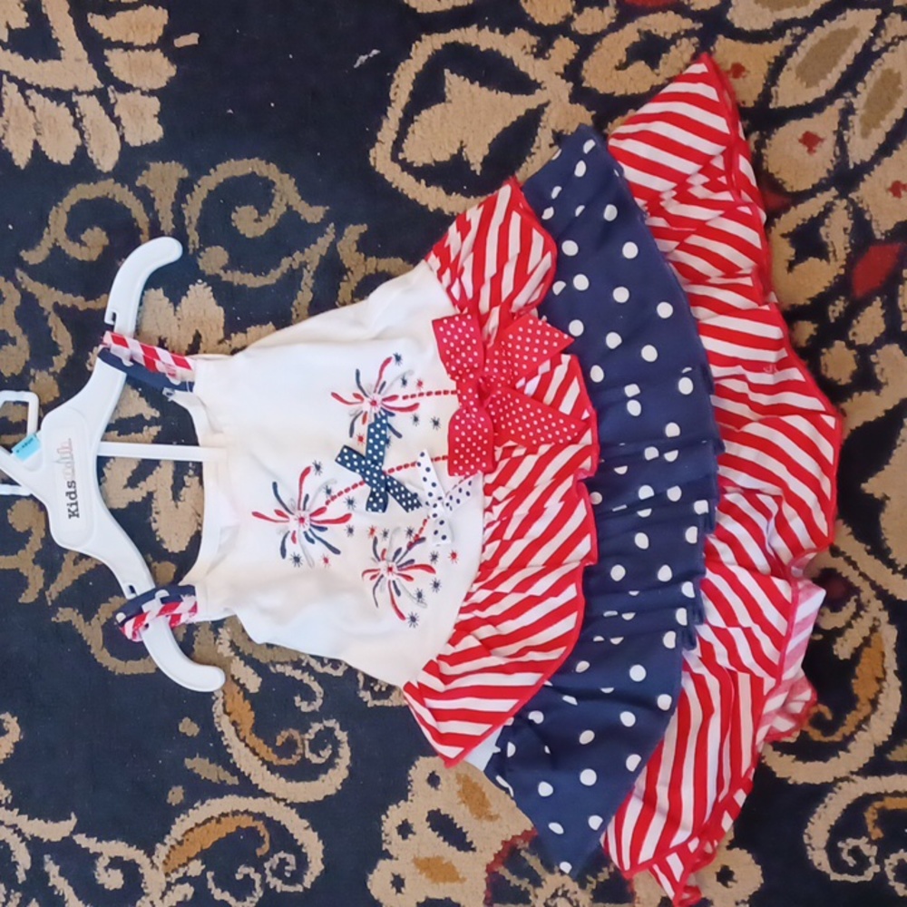 Toddler girls 4th of July 2 piece outfit, 12 months